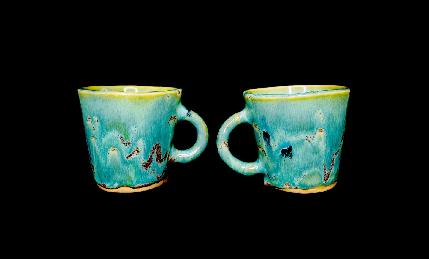 Set of 2 Fully Glazed Coffee Mugs#001
