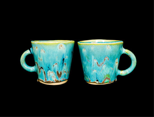 Set of 2  Fully Glazed Coffee Mugs#001